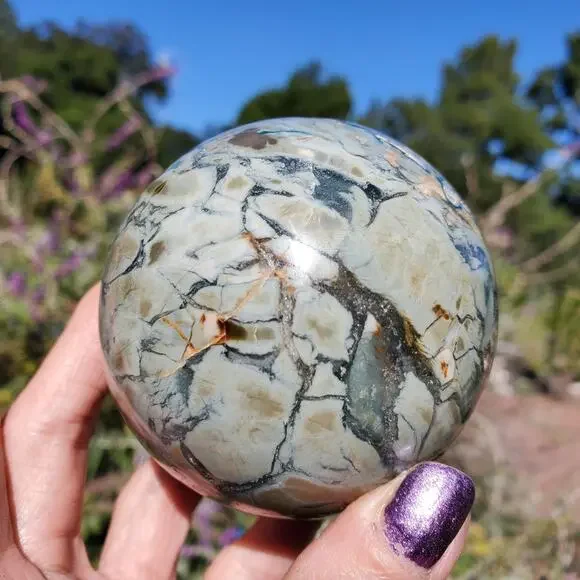 Ocean Ibis Jasper Brecciated Sphere Green Shades 490 grams 70mm